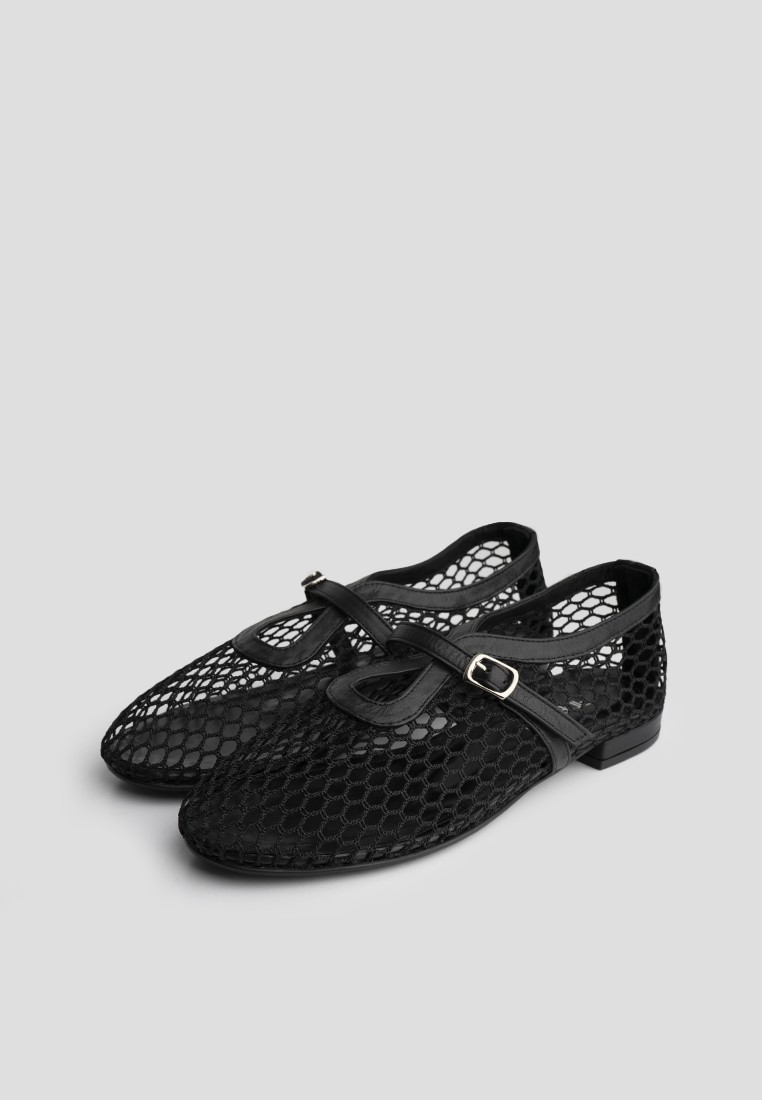 Балетки Mary Jane у сітку шкіряні жіночі shoeslovers.com.ua