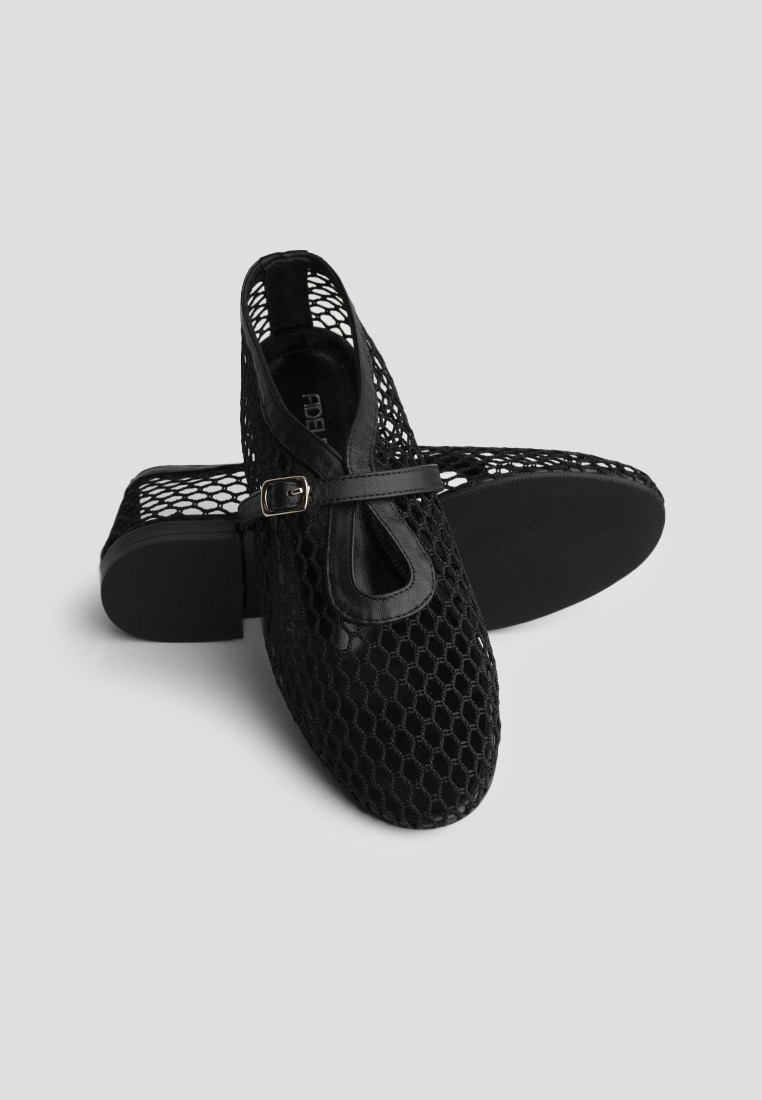 Балетки Mary Jane у сітку шкіряні жіночі shoeslovers.com.ua